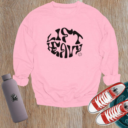 "Stylish gym crewneck sweatshirt with bold graphic design, perfect for workouts and casual outings, showcasing fitness motivation."